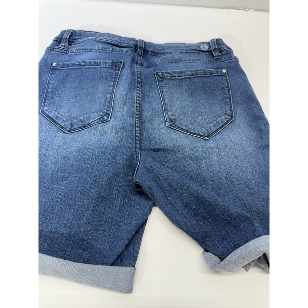 Kensie Jeans Womens Dark Wash Cuffed Bermuda Denim Shorts Size 10/30 Stretch - Picture 9 of 15
